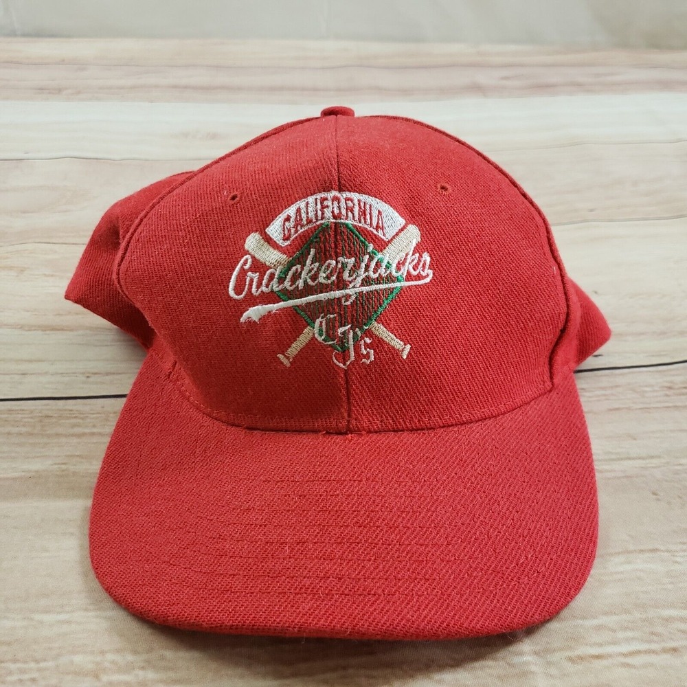 VINTAGE California Crackerjacks Mens Hat Cap Red White Outdoor Baseball Nissin‎